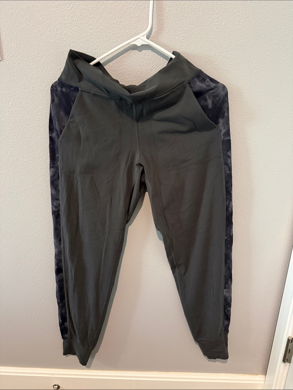 Black Athletic Leggings with  tie dye Side Panels